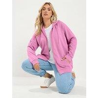 Yours Curve Zip Through Raglan Hoodie - Pink