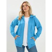 Yours Curve Zip Thru Raglan Hoodie - Blue