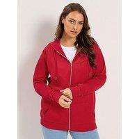 Yours Curve Zip Thru Raglan Hoodie - Red