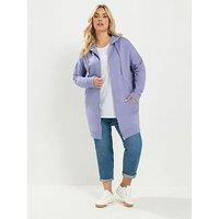 Yours Curve Longline Zip Through Hoodie - Purple