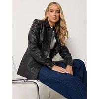 Long Tall Sally Lts Premium Tall Leather Jacket - Black
