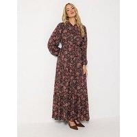 Long Tall Sally Floral Tie Waist Maxi Dress - Brown