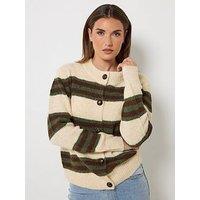 Long Tall Sally Premium Stripe Knit Cardigan - Cream