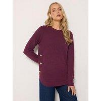 Long Tall Sally Longline Button Jumper - Dark Red