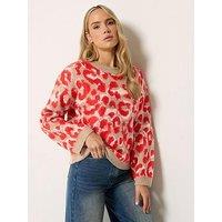 Long Tall Sally Leopard Print Jumper - Red