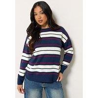 Pixiegirl Petite Stripe Crew Neck Jumper - Blue