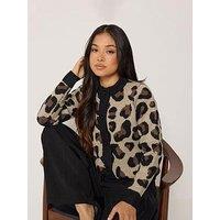 Pixiegirl Petite Animal Button Up Cardigan - Brown