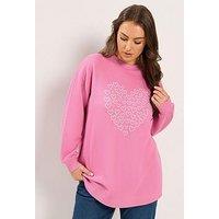 Yours Curve Heart Sweatshirt - Pink