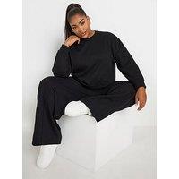 Yours Curve Crew Neck Sweatshirt And Jogger Set 28 - Black
