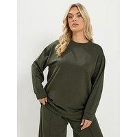 Yours Curve Crew Neck Sweatshirt - Green