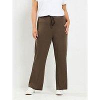 Yours Bestseller Curve Wide Leg Pull On Stretch Jersey Yoga Pants - Brown