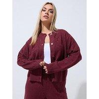 Yours Limited Collection Curve Rose Jacquard Cardigan - Red