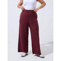 Yours Curve Jacquard Knitted Trousers - Red