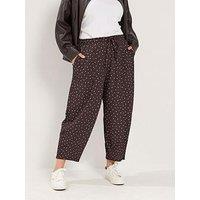 Yours Curve Crinkle Barrel Trouser - Brown