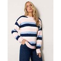 Long Tall Sally Stripe Fluffy Jumper - Pink