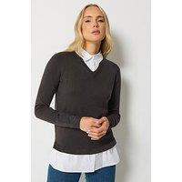 Long Tall Sally Lts Tall 2-In-1 Shirt Jumper - Chocolate Brown