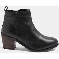 Yours Wide Fit Leather Heeled Ankle Boots - Black