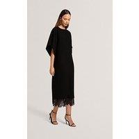 Ted Baker Batwing Midi Dress With Lace Hem - Black