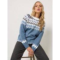 Long Tall Sally Fairisle Roll Neck Jumper - Blue