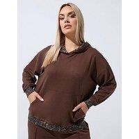 Yours Curve Leopard Hoodie - Brown