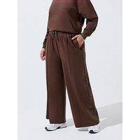 Yours Curve Leopard Stripe Tie Jogger - Brown