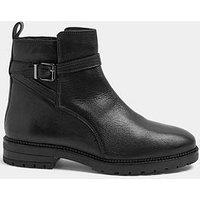 Yours Wide Fit Leather Buckle Detail Ankle Boots - Black