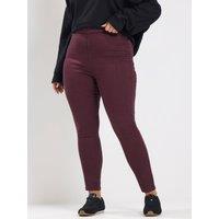 Yours Womens Curve High Rise Skinny Leg Jeggings - Red