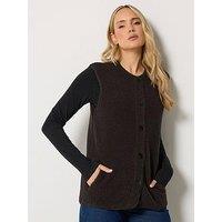 Long Tall Sally Chocolate Borg Gilet - Brown