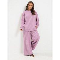 Yours Curve Crew Neck Sweatshirt And Jogger Set 28" - Pink