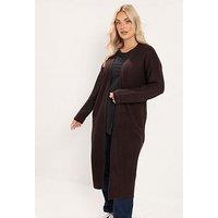 Yours Curve Maxi Knitted Cardigan - Brown