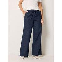 Long Tall Sally Lts Tall Pull On Cotton Wide Leg Jeans - Dark Blue