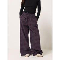 Pixiegirl Womens Petite Check Wide Leg Trousers - Red