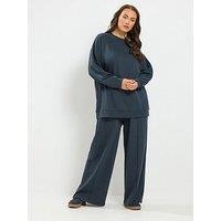 Yours Curve Sweatshirt And Jogger 28" Set - Blue