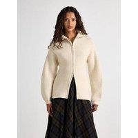 Lindex Women'S Fia Knitted Zip Cardigan With Balloon Sleeves - Light Beige