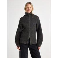 Lindex Womens Chunky Rib Funnel Neck Zip Cardigan - Grey