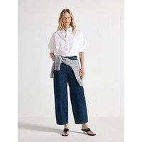 Lindex Barrel Dark Denim Jeans With Ankle Length - Blue