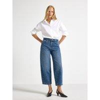 Lindex Womens Studded High Rise Barrel Leg Jeans - Blue