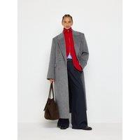 Lindex Womens Bonnie Double-Breasted Longline Hairy Coat - Grey