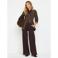 Lindex Womens Wide Leg Dark Brown Trousers - Brown