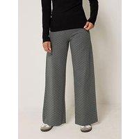 Pixiegirl Petite Polka Dot Wide Leg Yoga Pants - Grey