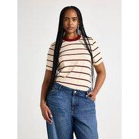 Lindex Women'S Katja Striped Ringer T-Shirt - Yellow/Red