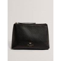 Ted Baker Pebbled Leather Wash Bag With Bow Detail - Black