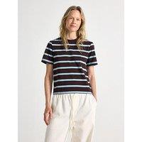 Lindex Women'S Katja Striped Ringer T-Shirt - Brown/Blue