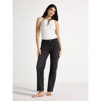 Lindex Womens High-Rise Straight Leg Denim Trousers - Black