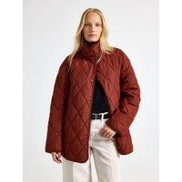 Lindex Womens Quilted High Collar Popper Jacket - Brown