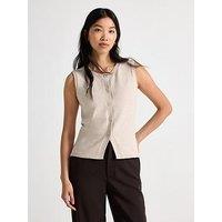Lindex Women'S Knitted Button-Front Vest - Light Beige
