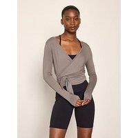 Lindex Women'S Janni Long Sleeve Wrap Top With Side Tie - Dark Khaki