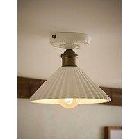 Valuelights Burford Ceramic Ribbed Semi Flush Ceiling Light