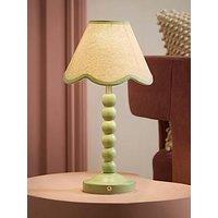 Valuelights Bobble Green Rechargeable Table Lamp With Green Trim Scallop Shade