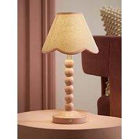 Valuelights Bobble Pink Rechargeable Table Lamp With Pink Trim Scallop Shade